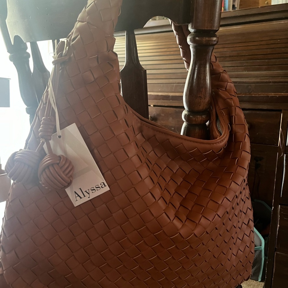 Alyssa Tan Woven Shoulder Bag